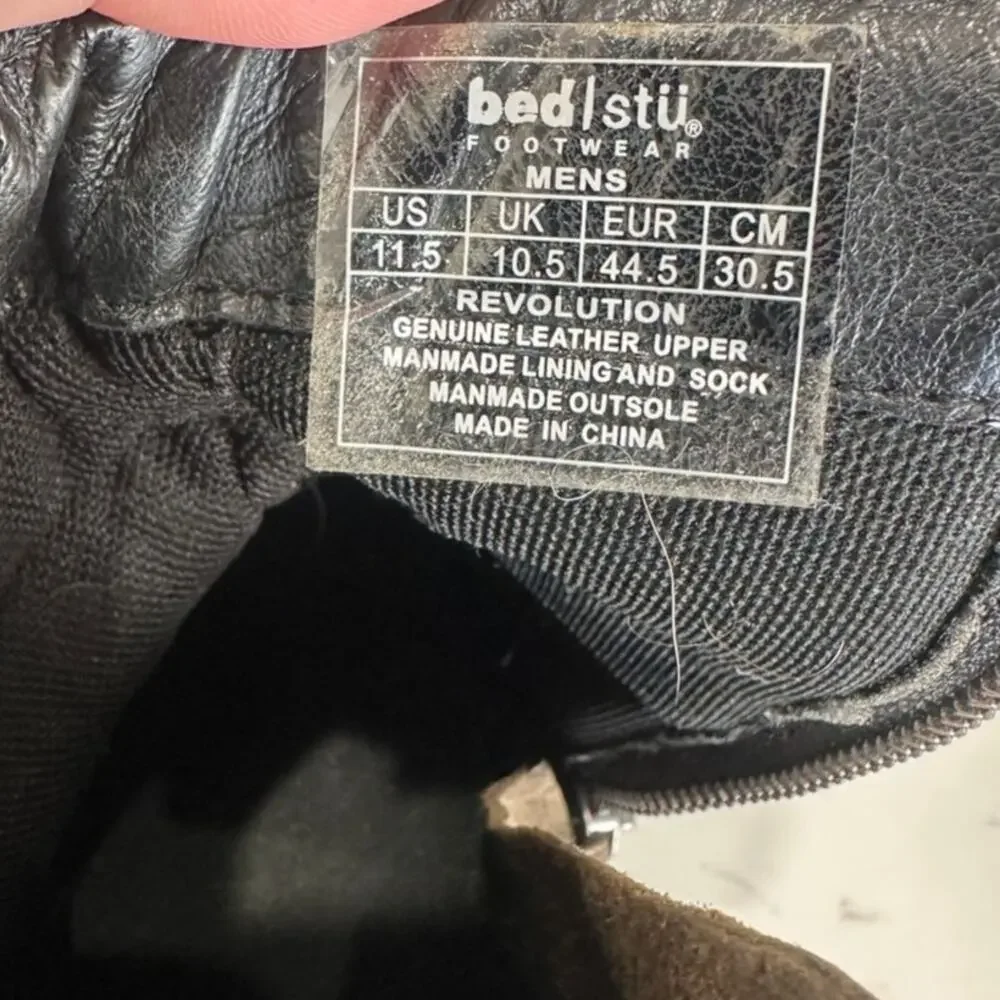 Bed Stu Revolution Distressed Leather Zip Ankle Moto Boots Gray Men’s 11.5